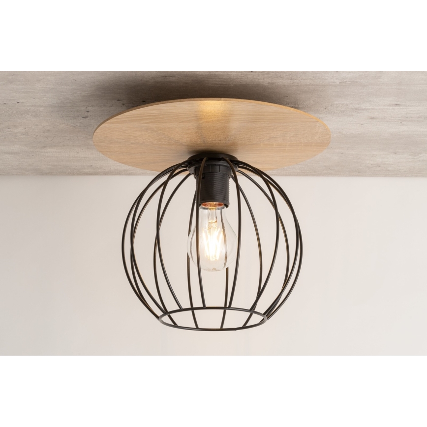 Bevestigde hanglamp CYBER 1xE27/60W/230V hout/zwart