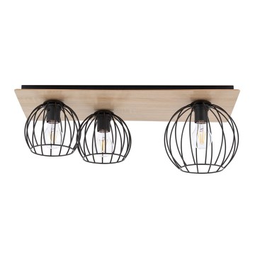 Bevestigde hanglamp CYBER 3xE27/60W/230V hout/zwart