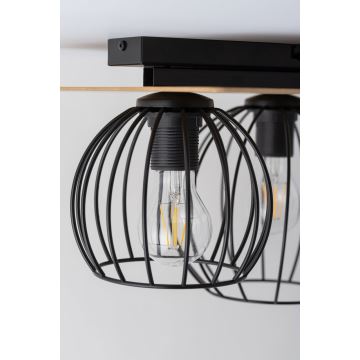 Bevestigde hanglamp CYBER 3xE27/60W/230V hout/zwart