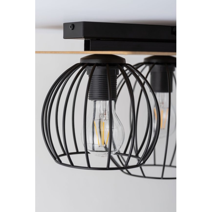 Bevestigde hanglamp CYBER 3xE27/60W/230V hout/zwart