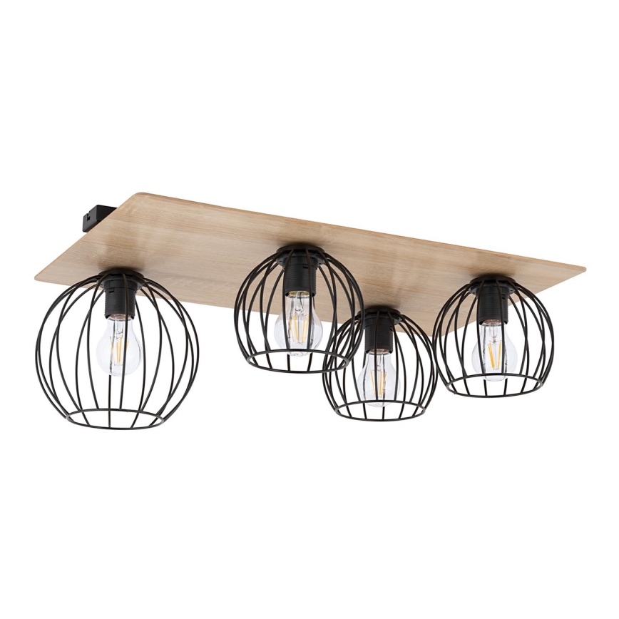 Bevestigde hanglamp CYBER 4xE27/60W/230V hout/zwart