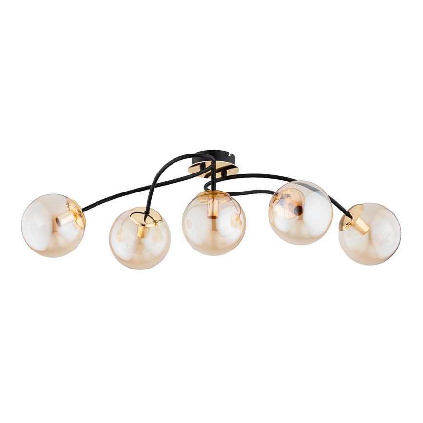 Bevestigde hanglamp GILIAN 5xE14/40W/230V zwart/goud