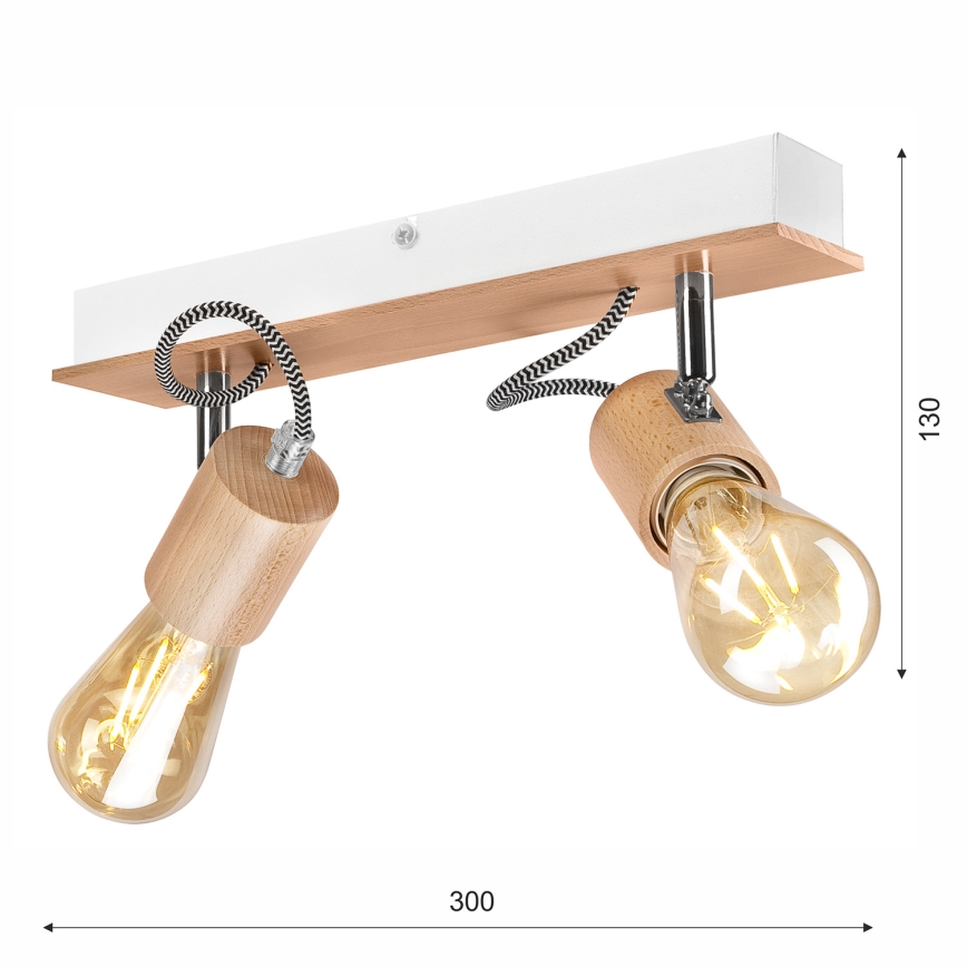 Bevestigde hanglamp GUSTAVO 2xE27/60W/230V beuken - FSC gecertificeerd