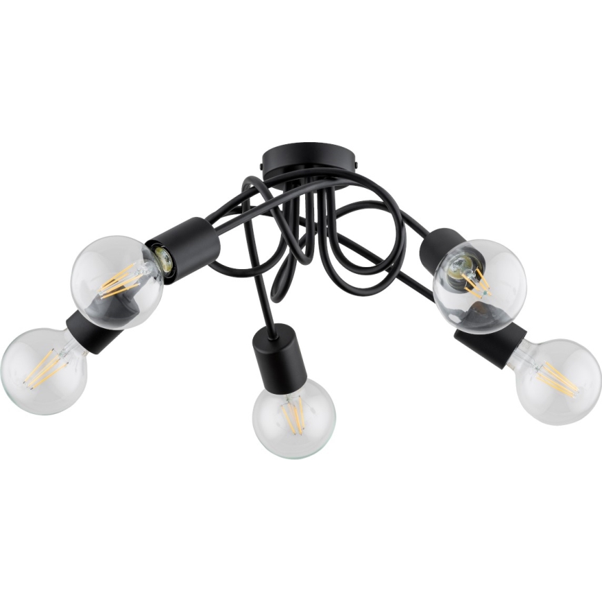 Bevestigde hanglamp INTER 5xE27/15W/230V zwart