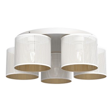 Bevestigde hanglamp LOFT SHADE 5xE27/60W/230V wit/gouden