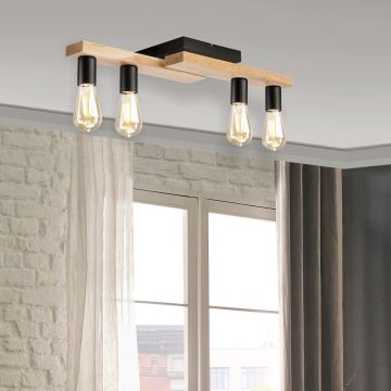 Bevestigde hanglamp MATTE 4xE27/15W/230V zwart/eiken