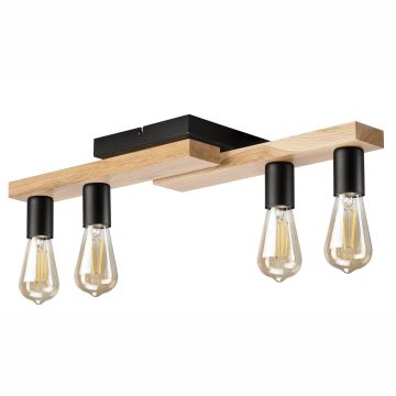 Bevestigde hanglamp MATTE 4xE27/15W/230V zwart/eiken