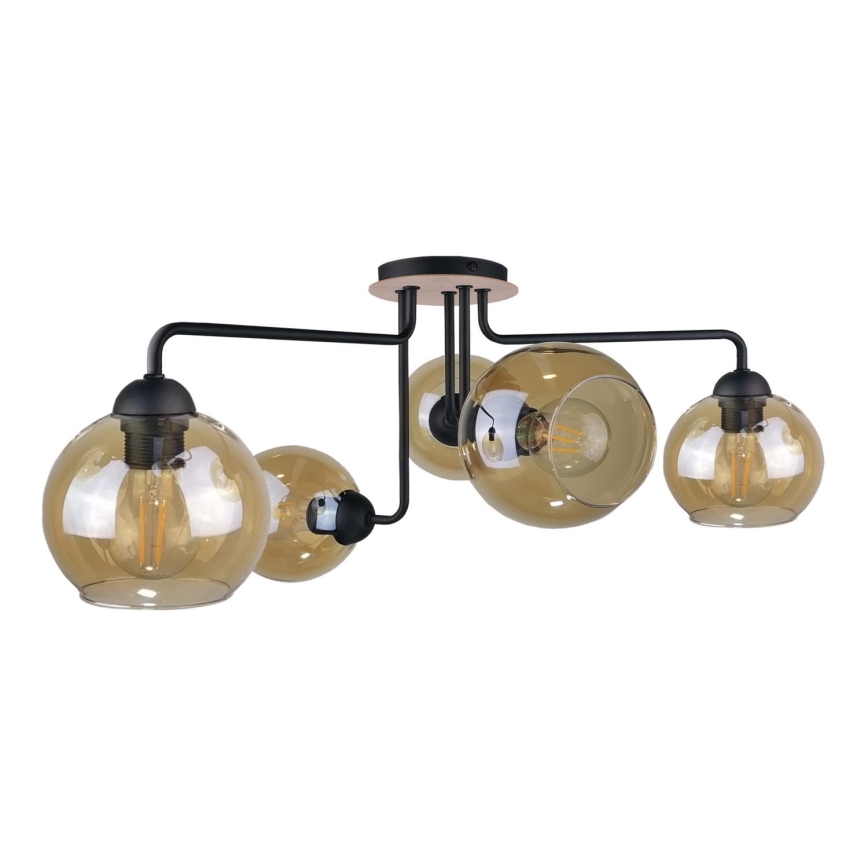 Bevestigde hanglamp MONDE WOOD 5xE27/60W/230V