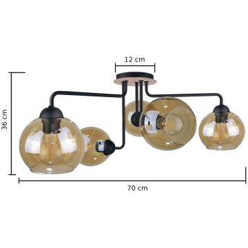 Bevestigde hanglamp MONDE WOOD 5xE27/60W/230V