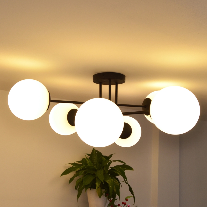 Bevestigde hanglamp MOON 6xE27/15W/230V zwart