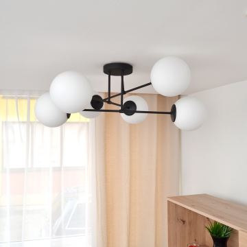 Bevestigde hanglamp MOON 6xE27/15W/230V zwart