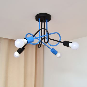 Bevestigde hanglamp OXFORD 4xE27/15W/230V zwart/blauw