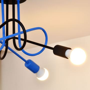 Bevestigde hanglamp OXFORD 4xE27/15W/230V zwart/blauw