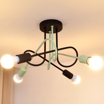 Bevestigde hanglamp OXFORD 4xE27/15W/230V zwart/groen