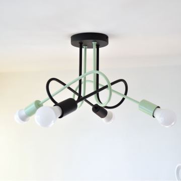 Bevestigde hanglamp OXFORD 4xE27/15W/230V zwart/groen