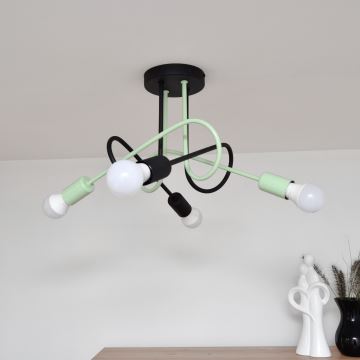 Bevestigde hanglamp OXFORD 4xE27/15W/230V zwart/groen