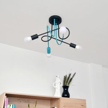 Bevestigde hanglamp OXFORD 4xE27/15W/230V zwart/turquoise