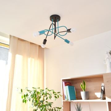 Bevestigde hanglamp OXFORD 4xE27/15W/230V zwart/turquoise