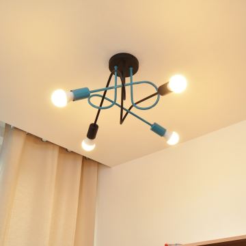 Bevestigde hanglamp OXFORD 4xE27/15W/230V zwart/turquoise