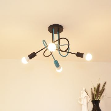 Bevestigde hanglamp OXFORD 4xE27/15W/230V zwart/turquoise