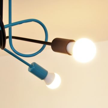 Bevestigde hanglamp OXFORD 4xE27/15W/230V zwart/turquoise