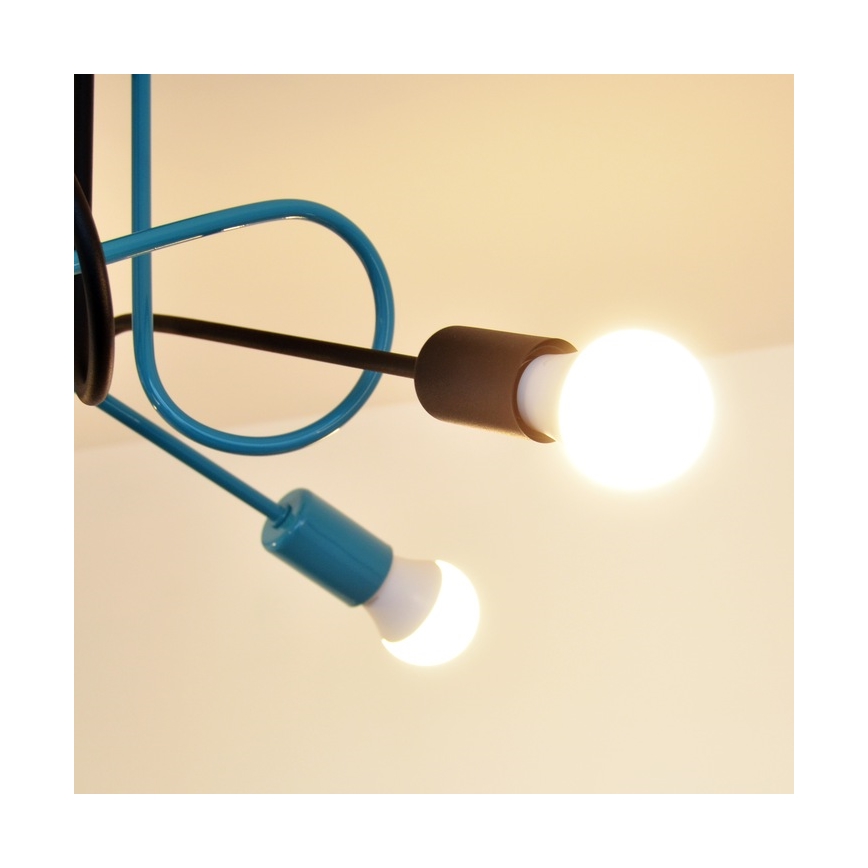 Bevestigde hanglamp OXFORD 4xE27/15W/230V zwart/turquoise