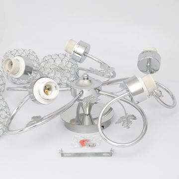 Bevestigde hanglamp SOPHIA 5xE27/15W/230V glanzend chroom/doorzichtig