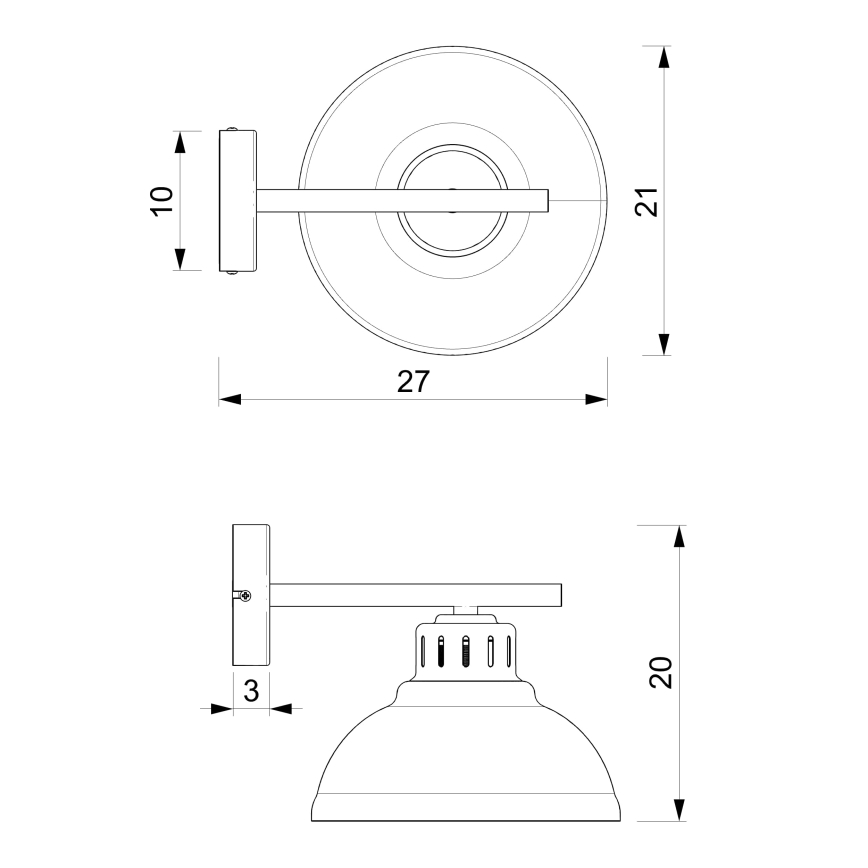 Bevestigde hanglamp SVEN 1xE27/15W/230V zwart/goud