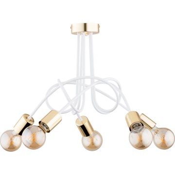 Bevestigde hanglamp TANGO 5xE27/15W/230V wit/goud