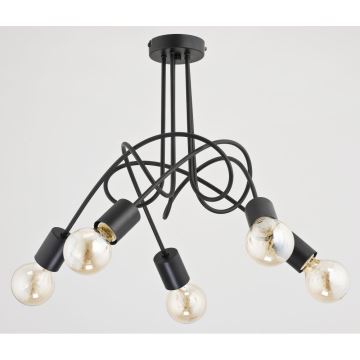 Bevestigde hanglamp TANGO 5xE27/60W/230V zwart