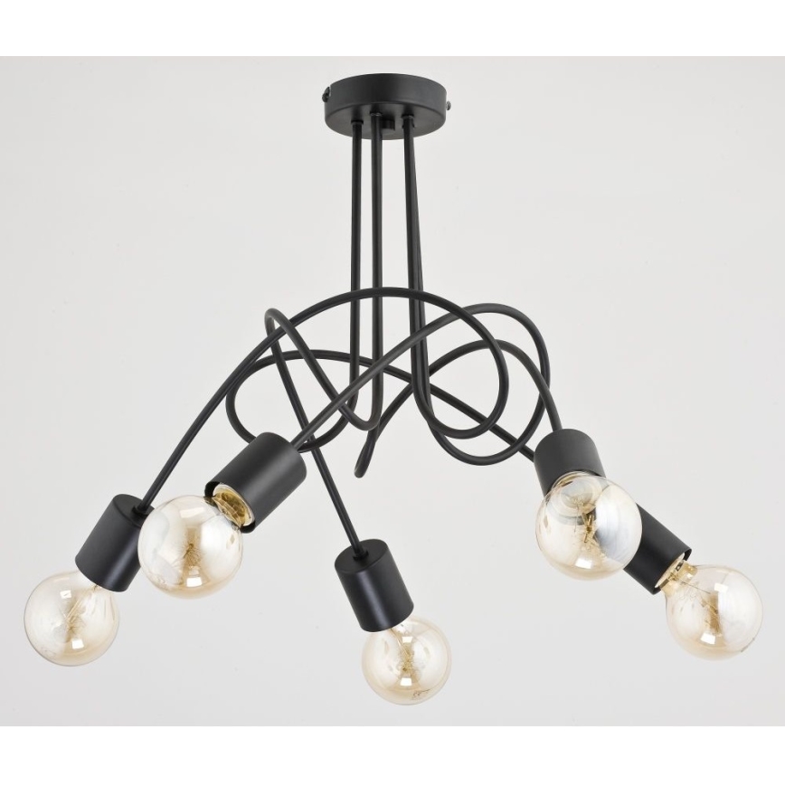 Bevestigde hanglamp TANGO 5xE27/60W/230V zwart