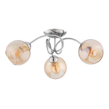 Bevestigde hanglamp TEVI 3xE27/60W/230V glanzend chroom/beige