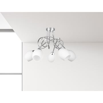 Bevestigde hanglamp TWIST WHITE 5xE14/40W/230V