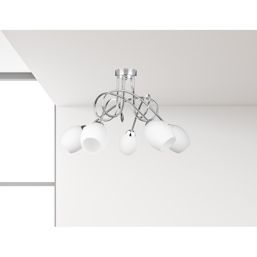 Bevestigde hanglamp TWIST WHITE 5xE14/40W/230V