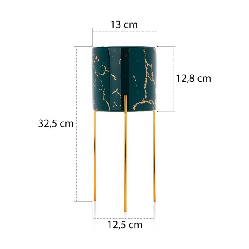 Bloemenstandaard NILA 32,5x13 cm groen/goud