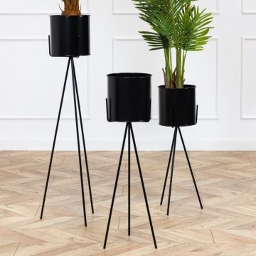 Bloemenstandaard TRIPOD 110x25 cm zwart