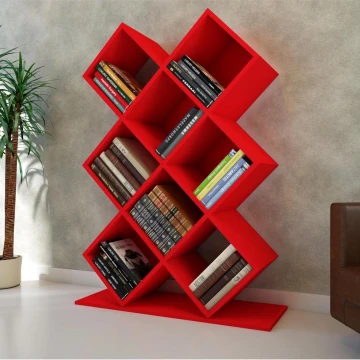 Boekenkast KUMSAL 129x90 cm rood