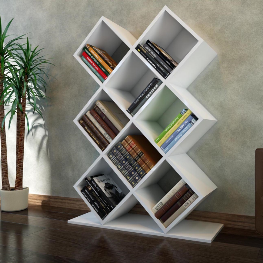 Boekenkast KUMSAL 129x90 cm wit