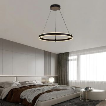 Brilagi - Dimbare LED hanglamp aan een koord CIRCLE LED/85W/230V 3000-6500K zwart + afstandsbediening