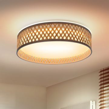 Brilagi - Dimbare LED plafondlamp CAMILA LED/48W/230V 3000-6500K bamboe diameter 40 cm + afstandsbediening