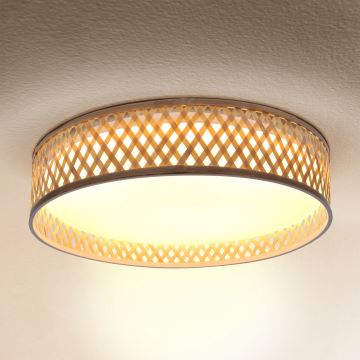 Brilagi - Dimbare LED plafondlamp CAMILA LED/48W/230V 3000-6500K bamboe diameter 40 cm + afstandsbediening