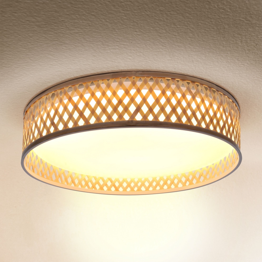 Brilagi - Dimbare LED plafondlamp CAMILA LED/48W/230V 3000-6500K bamboe diameter 40 cm + afstandsbediening