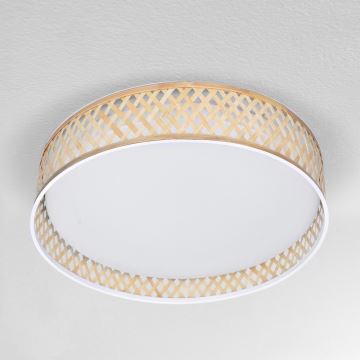 Brilagi - Dimbare LED plafondlamp CAMILA LED/48W/230V 3000-6500K bamboe diameter 40 cm + afstandsbediening