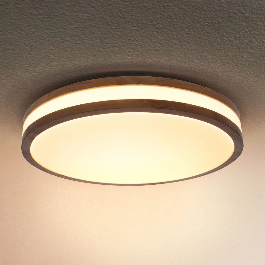 Brilagi - Dimbare LED plafondlamp MOLINA LED/48W/230V 3000-6500K eiken diameter 38 cm + afstandsbediening