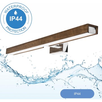 Brilagi - Éclairage de miroir salle de bain WOODY MIRROR LED/12W/230V IP44 chêne/chrome