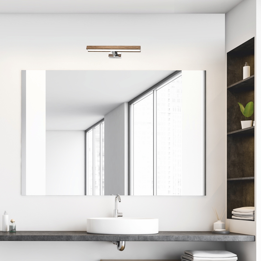 Brilagi - Éclairage de miroir salle de bain WOODY MIRROR LED/8W/230V IP44 chêne/chrome