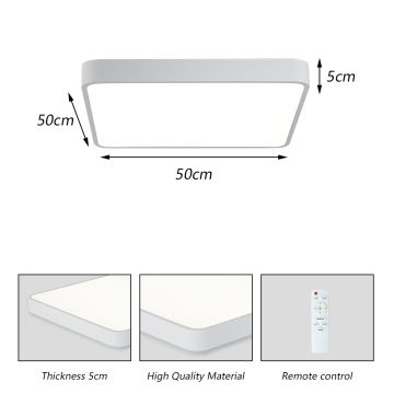 Brilagi - Dimbare LED plafondlamp POOL LED/48W/230V 3000-6000K 50x50 cm wit + afstandsbediening