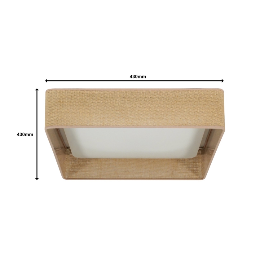 Brilagi - Dimbare LED plafondlamp VELVET SQUARE LED/24W/230V 3000/4000/6500K + afstandsbediening bruin