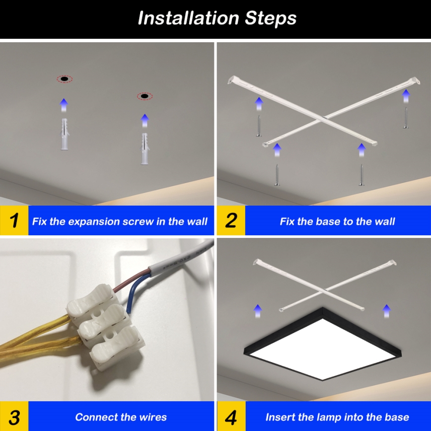 Brilagi - LED Dimbare badkamer plafondverlichting FRAME SMART LED/50W/230V 60x60 cm 3000-6000K IP44 zwart + afstandsbediening