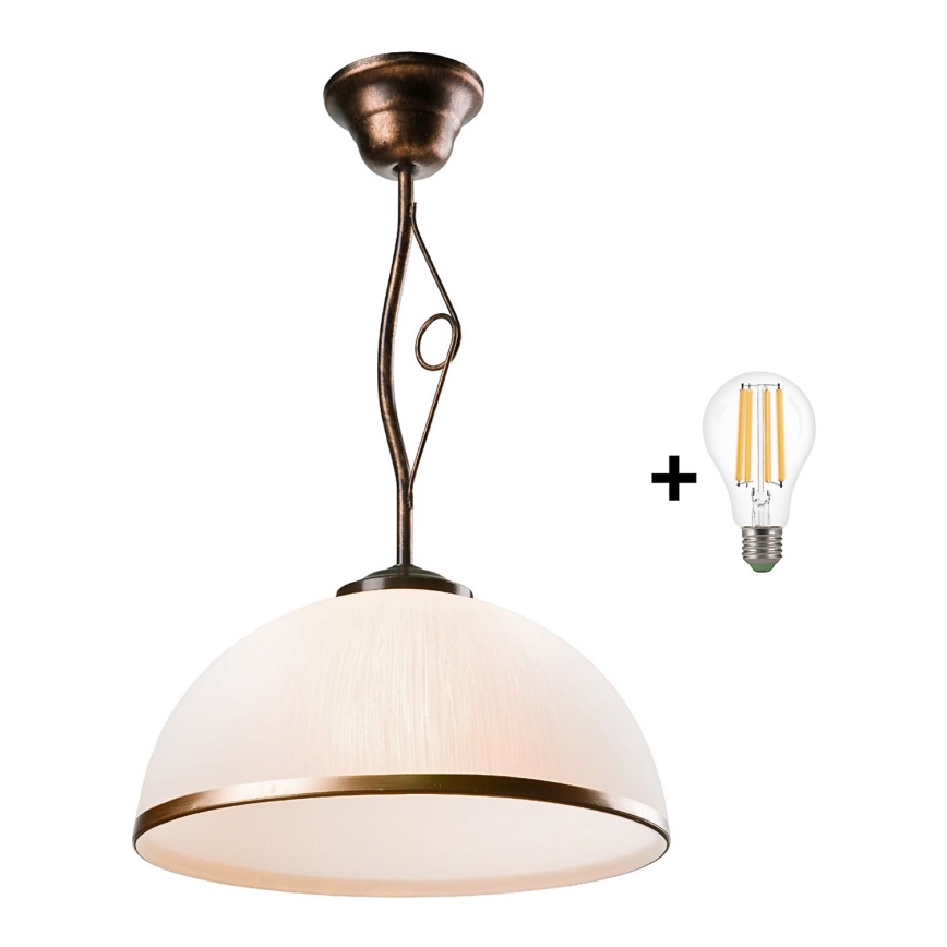 Brilagi - LED Hanglamp met vaste pendel ANTICO 1xE27/60W/230V brons patina